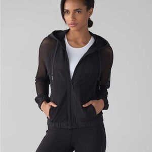 Black Mesh Hoodie Jacket